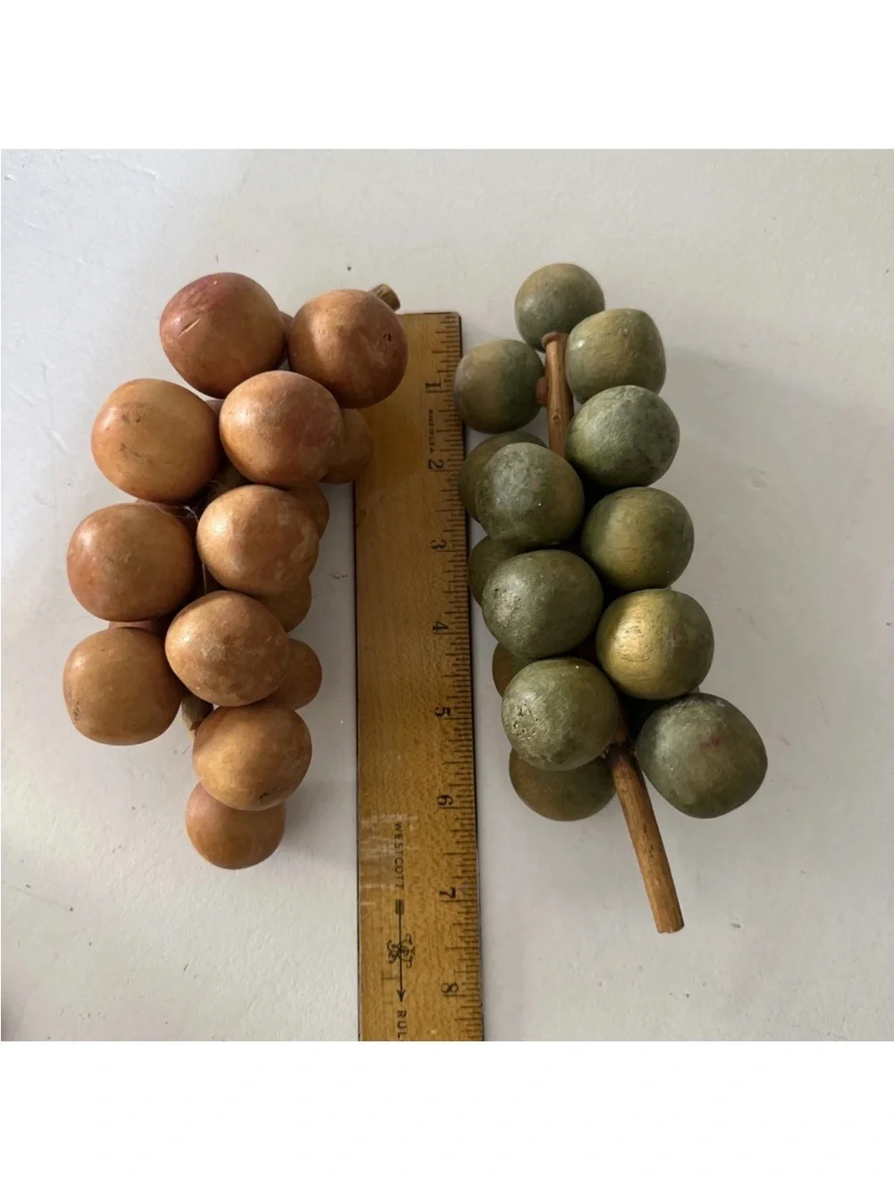 2 Vintage MCM Carved Natural WOOD GRAPE'S Cluster Bunch